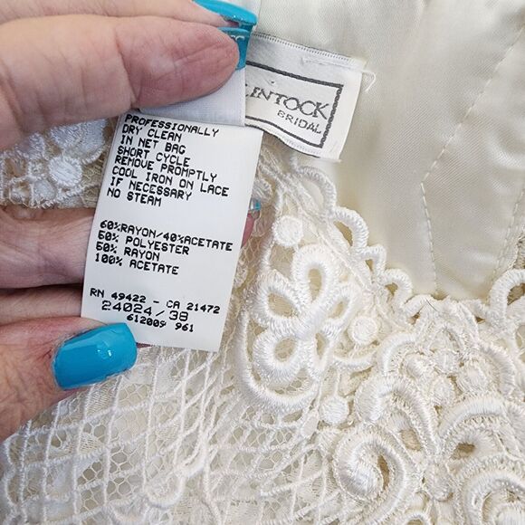 Jessica McClintock Gown Black Cream Empire Lace Cut Out Formal Prom Long 12 Vtg - Picture 5 of 16